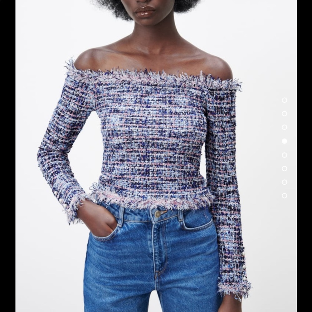 🆕 Zara Frayed Textured Top SIZE Medium